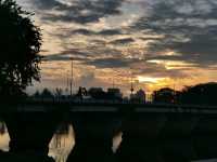 Dawn Splendor at Kuching’s Satok Suspension Bridge  