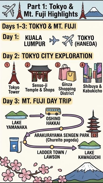 🇯🇵10D9N 👉🏻 The Itinerary for Tokyo • Osaka • Kyoto ✨ All in One Trip🗼⛩️