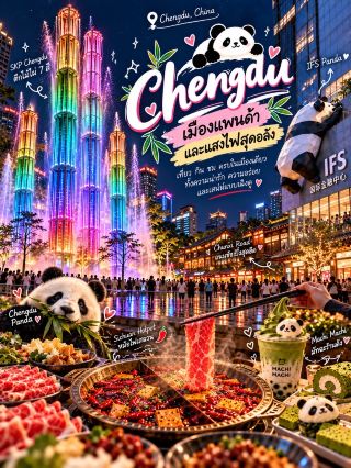 🇨🇳 เฉิงตู 3 วัน 2 คืน 🐼 เมืองที่มีทั้งแพนด้า หม้อไฟ และแสงไฟสุดอลังการ 🌈