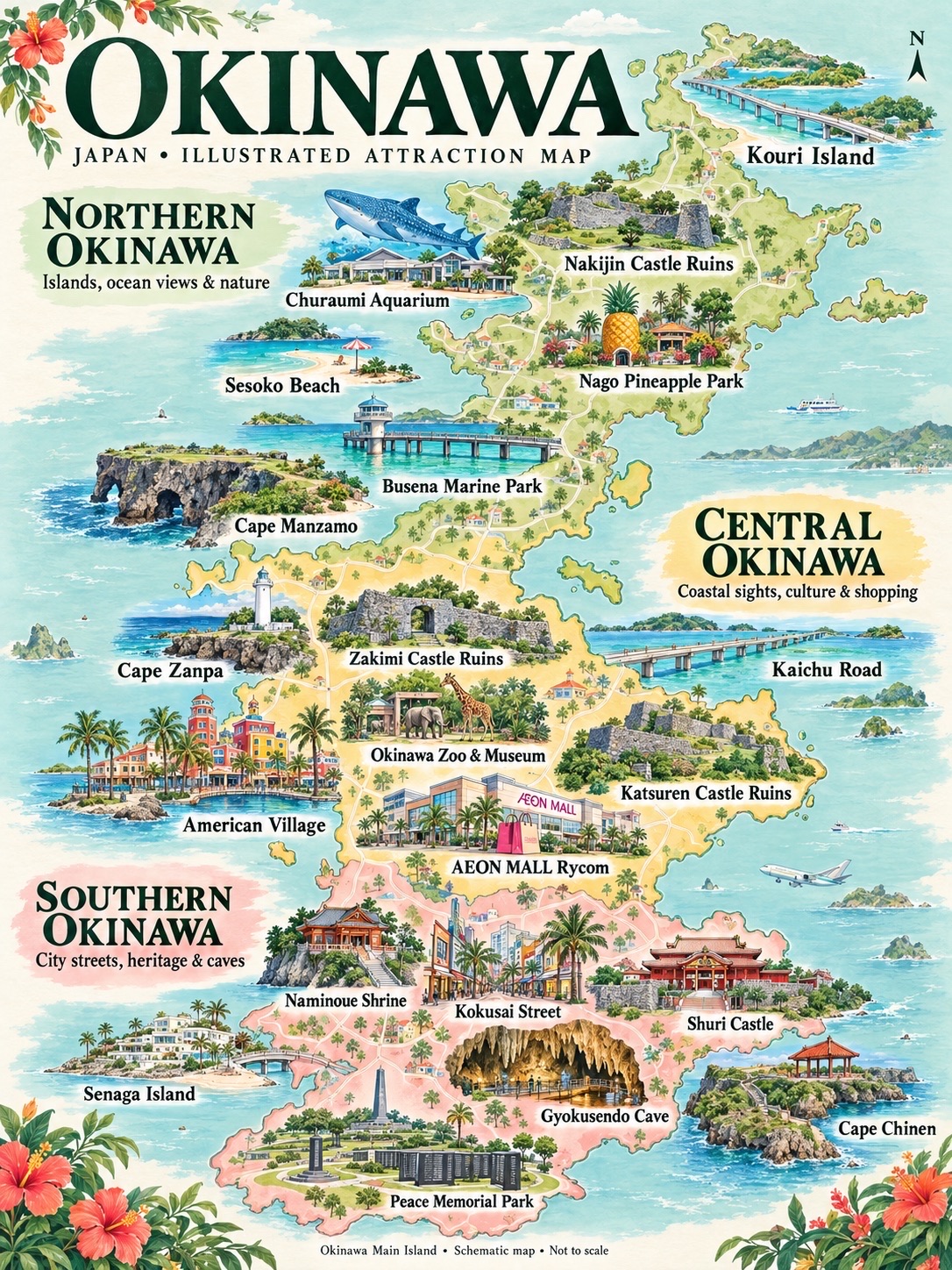 🇯🇵 Okinawa Japan Attraction Map + 6D5N Itinerary 