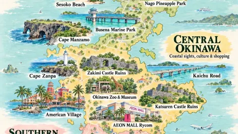 🇯🇵 Okinawa Japan Attraction Map + 6D5N Itinerary  — traveler post in Uruma