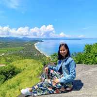 The breathtaking view of the long white shoreline of San Viente, Palawan