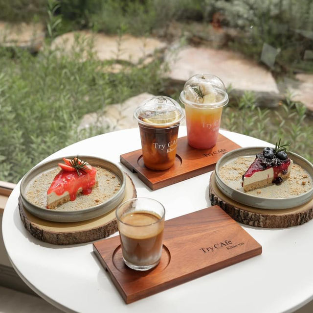 Try cafe khaoyai  คาเฟ่เปิดใหม่ ที่เขาใหญ่ 🧁🍮🍵☕️