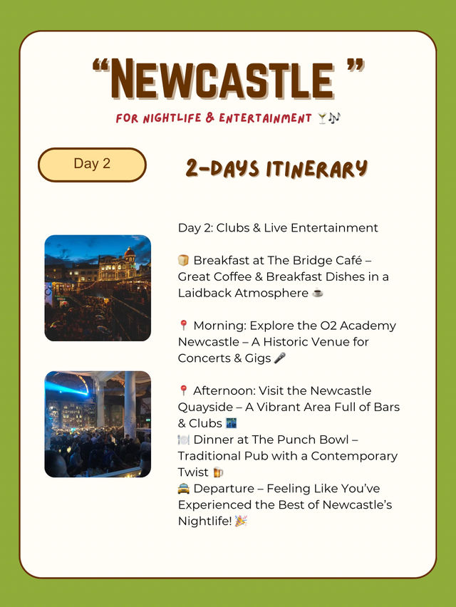 Newcastle itinerary for Entertainment 