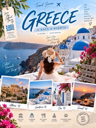 🇬🇷 GREECE 5 DAYS 4 NIGHTS
ATHENS • SANTORINI • OIA • AEGEAN SEA ✨

เที่ยวกรีซ 5 วัน 4 คืน 🤍
เริ่มจากเมืองประวัติศาสตร์ Athens แล้วต่อไปพักผ่อนที่ Santorini ได้ทั้งโบราณสถาน เมืองสีขาว ทะเลสีฟ้า และ Sunset สวยๆ 🌅

🏛️ DAY 1 | HELLO ATHENS
✈️ เดินทางถึง Athens → Check-in
→ Acropolis & Parthenon
→ เดินเล่นย่าน Plaka
→ Monastiraki Square
🌇 ช่วงเย็นหาร้านอาหารพร้อมชมวิวเมือง

🌿 DAY 2 | ATHENS → SANTORINI
☕️ Breakfast
✈️ หรือ ⛴️ เดินทางไป Santorini
→ Check-in ที่พัก
→ เดินเล่น Fira
→ ชมวิวทะเล Aegean Sea 🌊
🌅 Dinner พร้อมชมพระอาทิตย์ตก

🤍 DAY 3 | OIA & SANTORINI
☀️ เริ่มเช้าที่ Oia
→ เดินเล่นตรอกบ้านสีขาว–ฟ้า
→ จุดชมวิวโดมสีน้ำเงิน 📸
→ คาเฟ่ริมหน้าผา
→ เดินเล่นเลือกซื้อของฝาก
🌅 รอชม Sunset ที่ Oia

⛵️ DAY 4 | SANTORINI SEA DAY
🥐 Breakfast
⛵️ เลือกทริปล่องเรือชม Caldera
🌊 ชมวิวทะเลและหน้าผาภูเขาไฟ
🏖️ แวะชายหาดหรือพักผ่อน
🍴 Seafood Lunch
🌅 กลับมาชม Golden Hour และ Dinner แบบชิลๆ

✈️ DAY 5 | GOODBYE GREECE
☕️ Breakfast พร้อมวิวทะเล
📸 เดินเล่นเก็บรูปสุดท้าย
🛍️ ซื้อของฝาก
🧳 Check-out
✈️ เดินทางกลับ Athens / ต่อเที่ยวบินกลับบ้าน
🤍 Goodbye Greece

🍴 MUST TRY
🥙 Gyros • 🧀 Greek Salad • 🍢 Souvlaki • 🥣 Tzatziki • 🐙 Grilled Octopus • 🍯 Greek Yogurt

💡 TRAVEL TIPS
👟 เตรียมรองเท้าที่เดินสบาย เพราะมีทางลาดและบันไดค่อนข้างเยอะ
☀️ หมวก แว่นกันแดด และครีมกันแดดควรมีติดตัว
🎟️ เช็กตั๋วสถานที่สำคัญและการเดินทางระหว่างเกาะล่วงหน้า
📸 Oia ช่วงเช้าคนน้อยกว่าและถ่ายรูปง่าย
🧥 เตรียมเสื้อคลุมบางๆ สำหรับช่วงเย็นริมทะเล
🧳 ถ้าเดินทางหลายเมือง กระเป๋าที่เคลื่อนย้ายง่ายจะสะดวกกว่า

กรีซเป็นทริปที่ได้สองบรรยากาศในครั้งเดียว 🇬🇷
จากโบราณสถานของ Athens 🏛️ ไปสู่บ้านสีขาวริมทะเลของ Santorini 🤍💙 และจบวันด้วย Sunset เหนือทะเล Aegean 🌅✨

#เที่ยวกรีซ #Santorini #GreeceTrip #เที่ยวต่างประเทศ