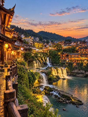 🇨🇳💦 Thị trấn Furong (芙蓉镇) — Một thị trấn cổ kính bên thác nước, đẹp như tranh vẽ 🏮✨