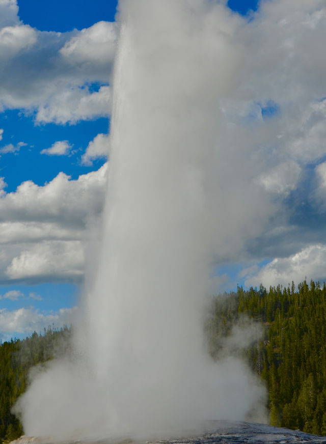 Old Faithful Geyser - the most famous geyser in Yellowstone National Park.