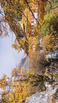 秋景封神的稻城亞丁,還看到了彩虹