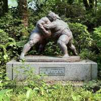 Nice statues around Takaoka Castle Park