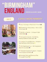 Birmingham itinerary - hidden gems 
