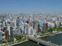 Panoramic view of of the Sumida River atop the Golden flame