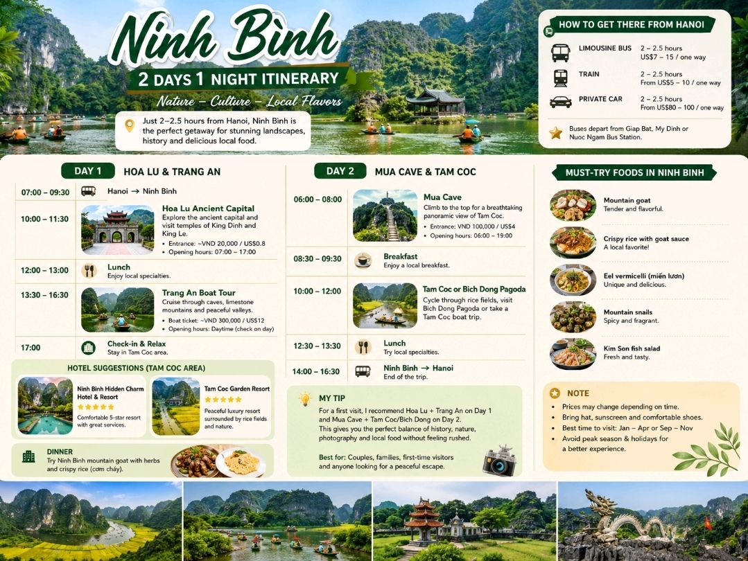🇻🇳 Ninh Binh in 2 Days 1 Night: The Perfect Escape from Hanoi