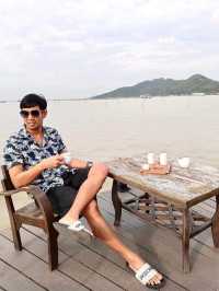 Chill with coffee near by the lake of Sonkhla