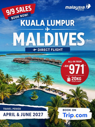 Maldives Dream: Direct Flights from RM971 on the 9/9 Sale ✈️
