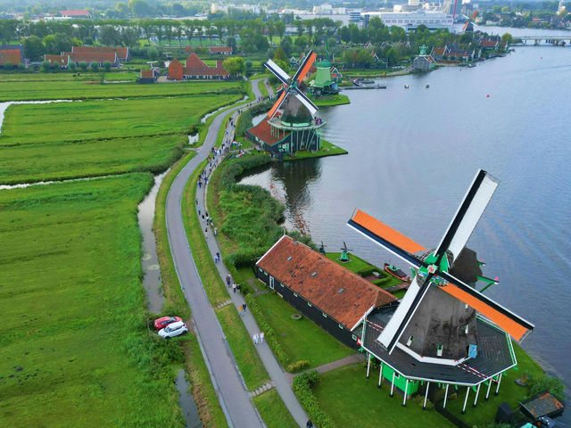 Double Orange Windmills in the Netherlands 🇳🇱