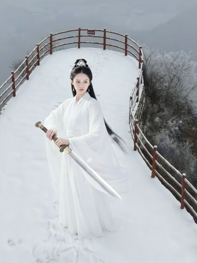 沒錯,下雪後的太行山加上白色穿搭就跟武俠片是一樣的感覺 沒錯,下雪後的太行山加上白色穿搭就跟武俠片是一樣的感覺