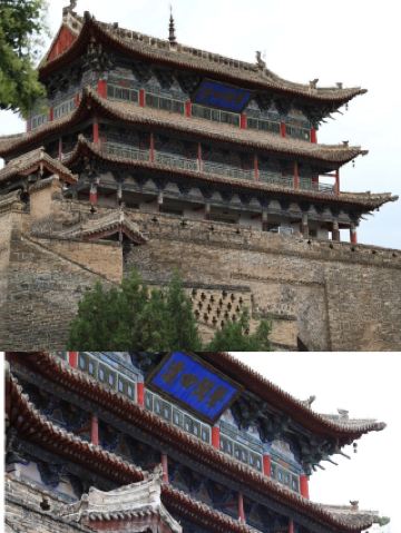 벽돌 기초와 나무 처마는 진나라 시대의 정신을 고스란히 담고 있으며, 웅장한 고루는 룽위안을 내려다보고 있습니다.