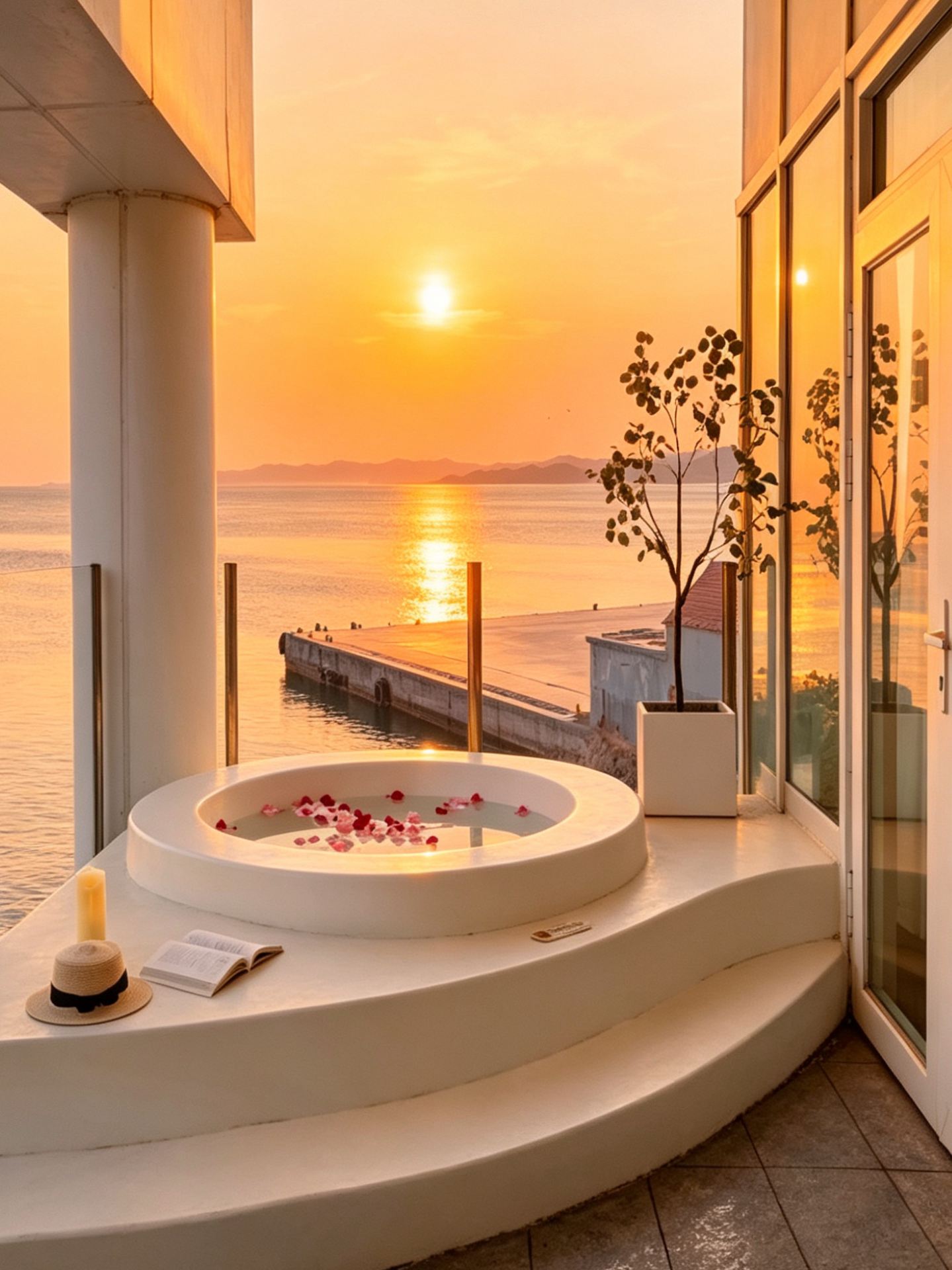 Weihai Immortal Homestay! Enjoy the entire sunset fishing port in a 270° private hot spring