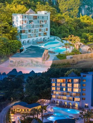 A must-visit fairy-tale guesthouse in Yangshuo with a three-level infinity pool + floor-to-ceiling windows offering stunning mountain views