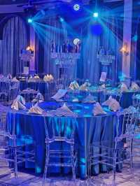 Stunning blue ocean-themed banquet hall