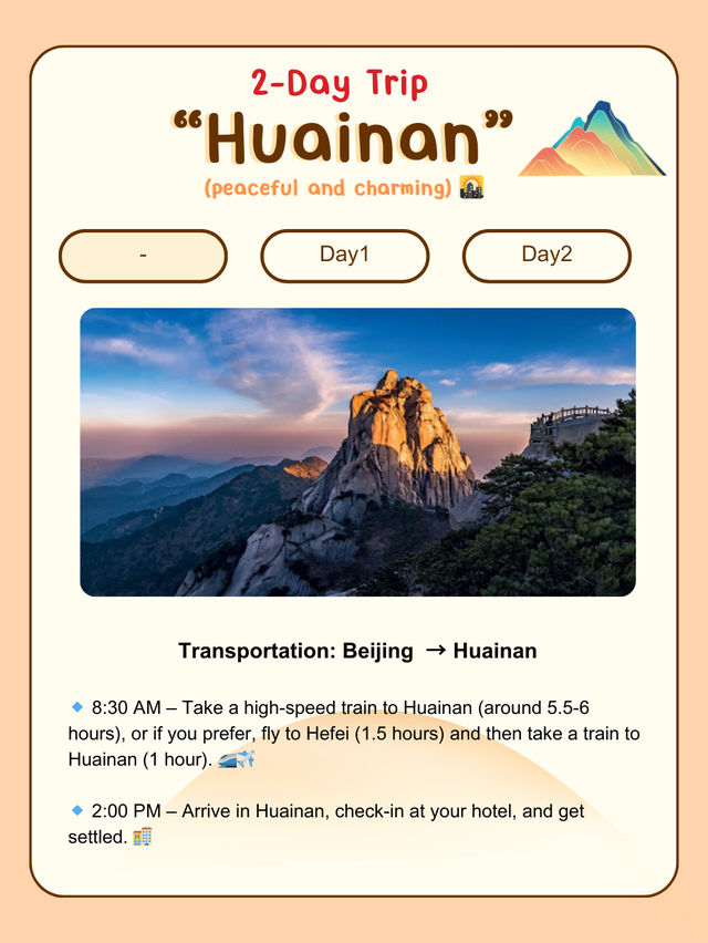 Huainan- 2day trip itinerary 