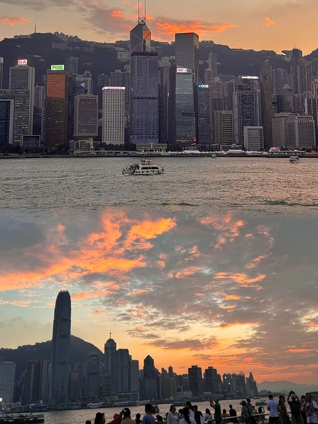 浪漫香港：尖沙咀碼頭和迪士尼樂園的晚霞之美
