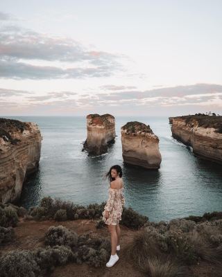 Reverse gameplay! Contracted unmanned Great Ocean Road beautiful camera position.