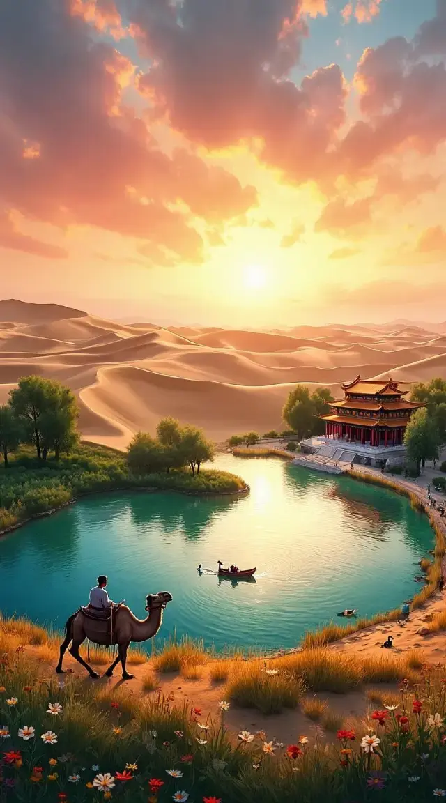 沙海藏湖落日驚鴻!