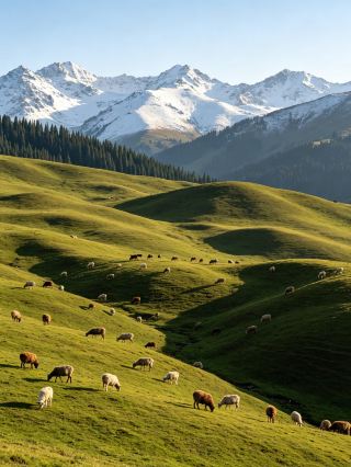 Aktas Grassland | A meadow in the clouds on the mountainside of Wusun Mountain, north of Tekes City