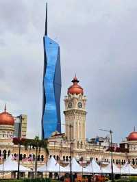 This historic iconic building looks magnificent and well-maintained, and is lit up with colorful lig