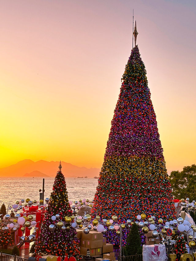 香港｜西九龍的海邊聖誕樹🎄與日落有點搭