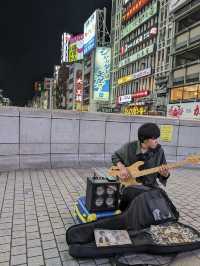 Dotonbori Street with neon light and food 