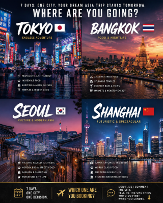 ✈️Your Dream ASIA Trip Starts Tomorrow… but you can only choose ONE city. 🌏 
