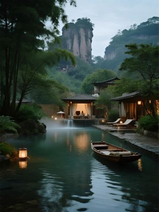 Lie flat at a forest-style private hot spring guesthouse in Wuyishan! Soaking in the redwood forest is super healing