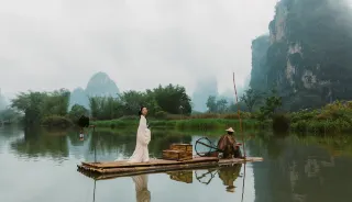 Breaking into Guangxi's Mingshi Tianyuan, the fishing boats singing at dusk are so healing
