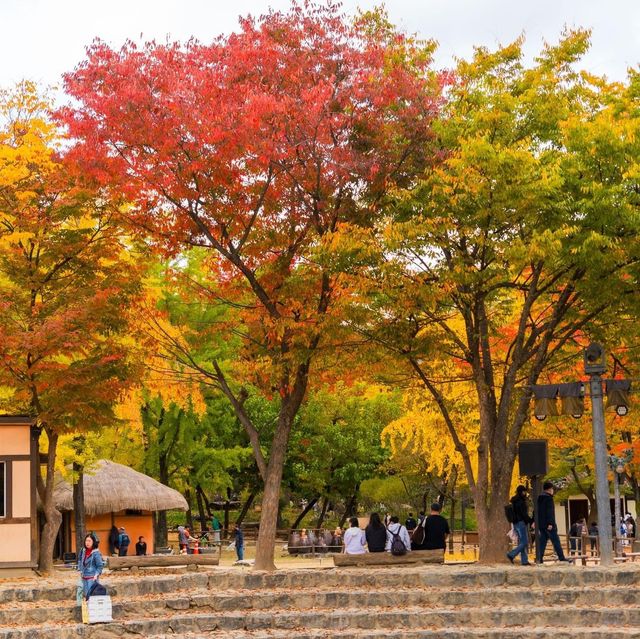 Beautiful Autumn View Korean Folk Village 