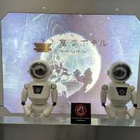 High tech hotel check-in with Robots and Dino