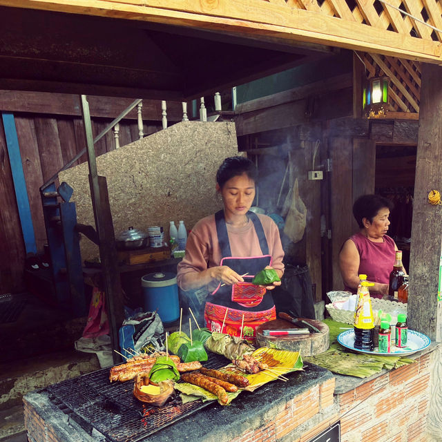Old Thai Village surrounded by mountains