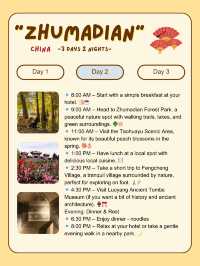 3-day itinerary in Zhumadian, China