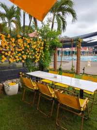 Tea Time in a Yellow Garden Café at Desaru