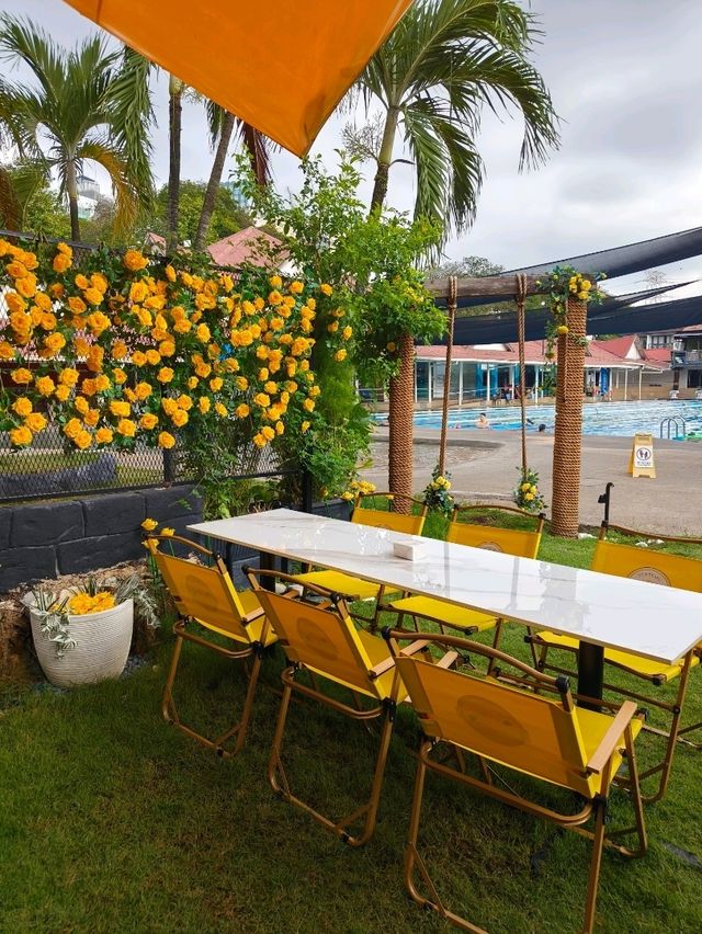 Tea Time in a Yellow Garden Café at Desaru