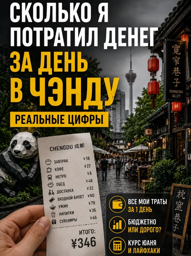 청두에서 하루 동안 쓴 돈. 실제 금액입니다.