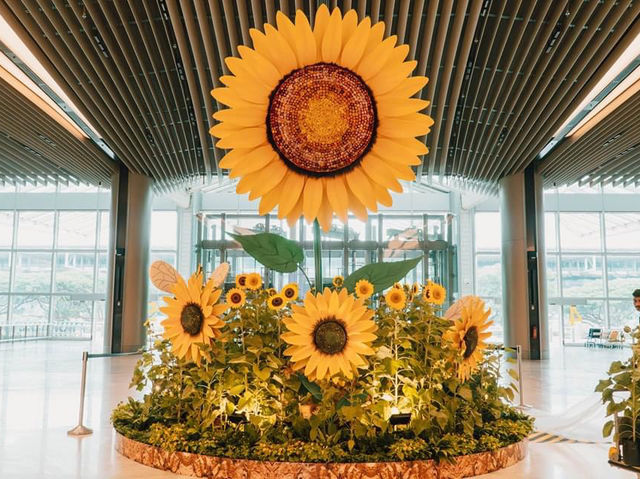 Changi airport sunflower decor 