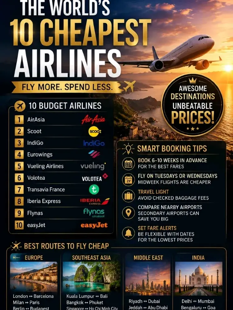 ✈️ 次回の旅行で数百ドル節約できる、世界で最も安い航空会社トップ10 🌍
