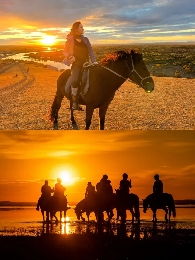 馬の背に乗って日没を見るのは本当に美しいです｜呼倫貝爾
