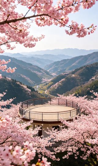 樱花谷展望台は本当に待つ価値あり！花が咲くとまるでピンクの谷に入ったよう