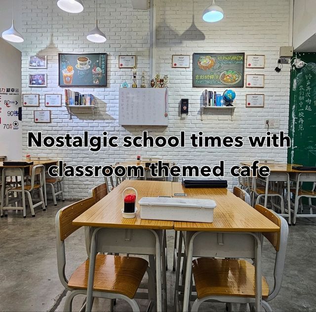 Nostalgic classroom themed cafe