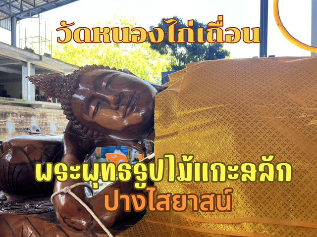 ชมพระพุทธรูปไม้แกะสลักปางไสยาสน์ วัดหนองไก่เถื่อน