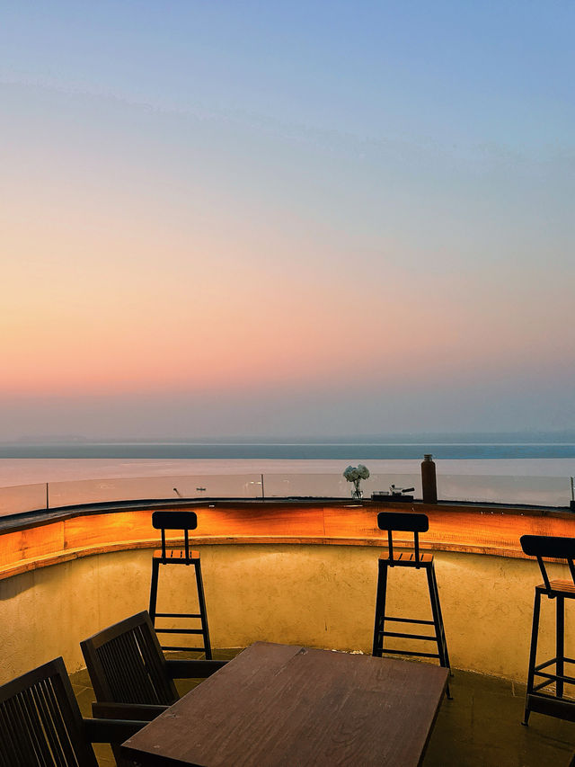 躺看洞庭湖日落絕美