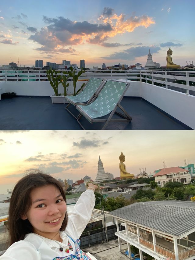 私人水門寺觀景台？🛕 一個人獨霸曼谷小眾cafe天台看浪漫日落🌄